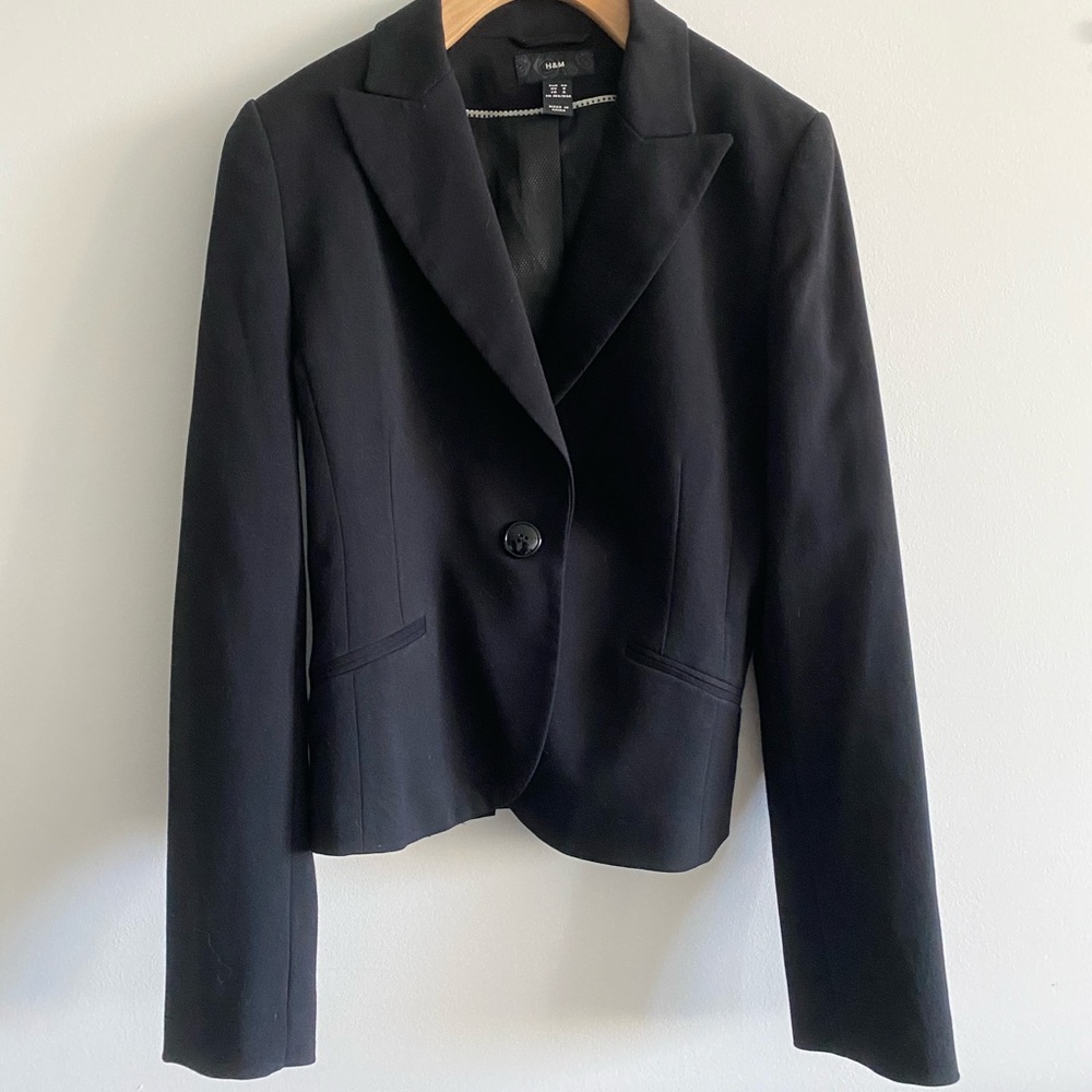 H&M lined Black Blazer with Single front button